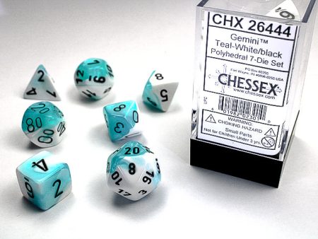 Chessex Gemini Teal-White Black Dice Set Online Hot Sale